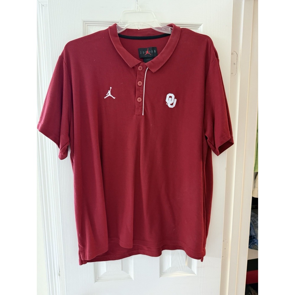 Jordan Brand Oklahoma Sooners OU Polo Shirt Red XXL Jumpman NCAA Golf